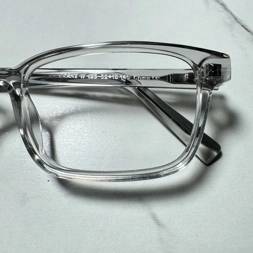 Warby Parker Crane Eyeglasses Clear Crystal Frames 52-18-145 CRANE-W-165